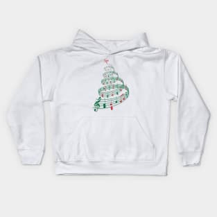 Christmas tree with music notes and heart Kids Hoodie